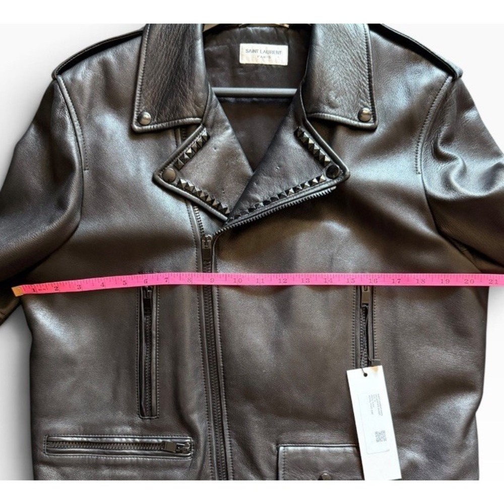 Saint Laurent Paris L01 Studded Lambskin Leather Biker Jacket – Black – Size 54 - Picture 12 of 16